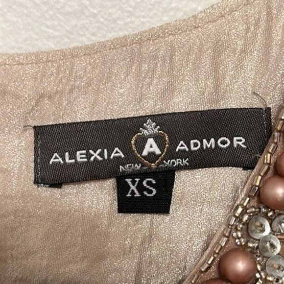Alexia Admor Jewel Neck Hammered Satin Trapeze Dress Size XS - Picture 7 of 9